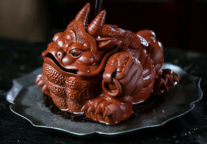 Chinese Yixing Handmade Zisha Clay Niu Jiao Jin Chan tea Pet Gongfu Tea Pet