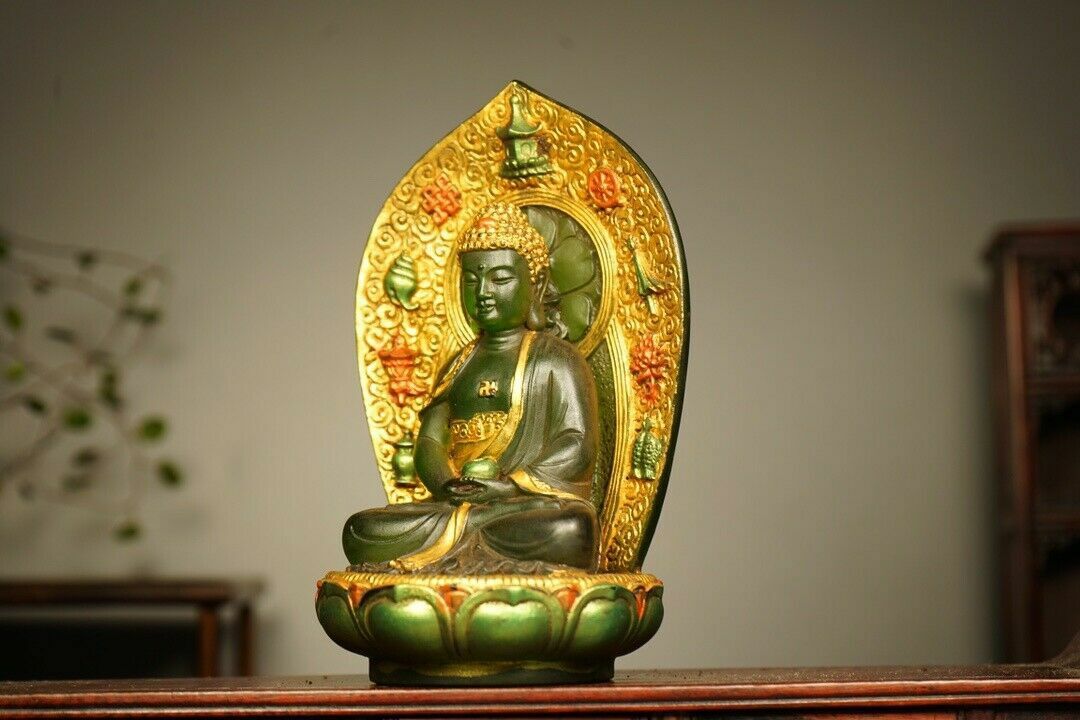 Chinese Old Beijing Glaze Gilded Handmade Exquisite Buddha Statue