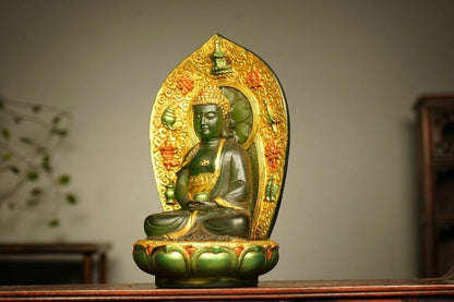 Chinese Old Beijing Glaze Gilded Handmade Exquisite Buddha Statue