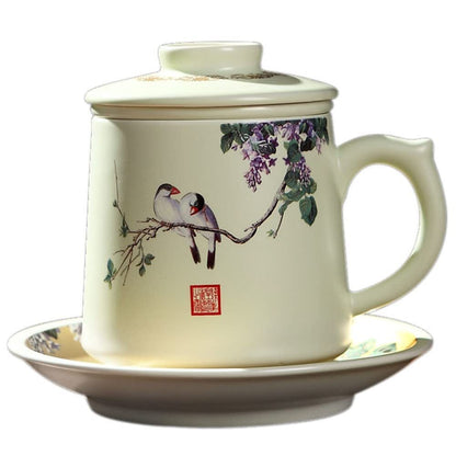 450ml Jingdezhen Teacup Ceramic Filter Tea Cup Home Water Cup Kung Fu Tea Set