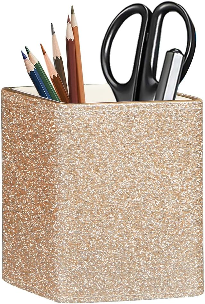 Leather Desktop Organizer Pen Pencil Holder Stationery Makeup Office Decor