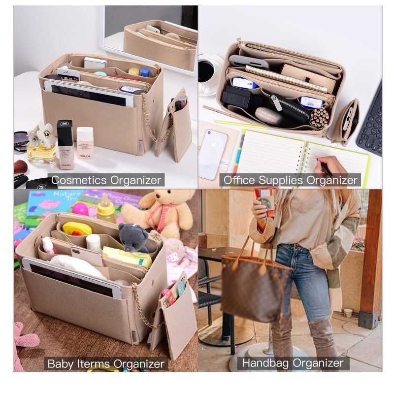 Cosmetic Purse Felt Cloth Insert Bag Handbag Organizer 17*34*18CM Traveling 1 PC