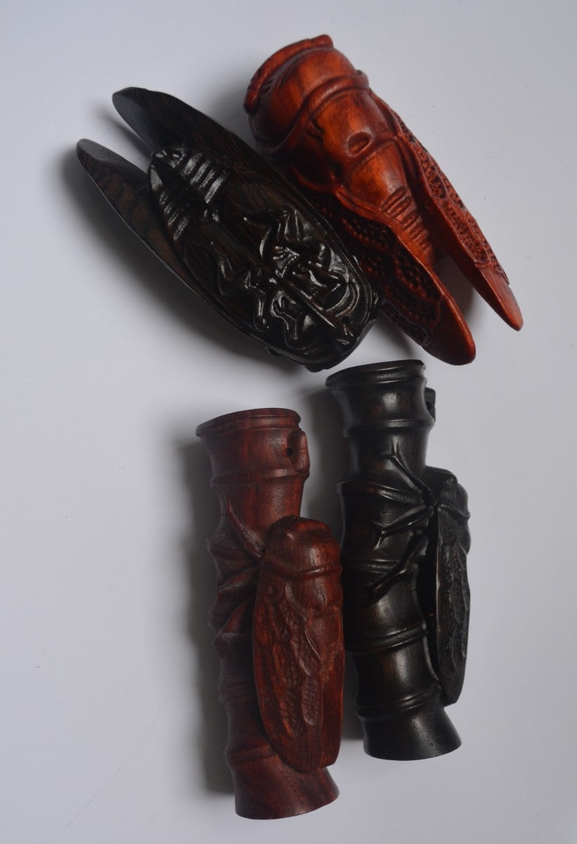 Ebony Wood Rosewood Carved Cicada Wooden Gift Art Sculpture Pendant Decor