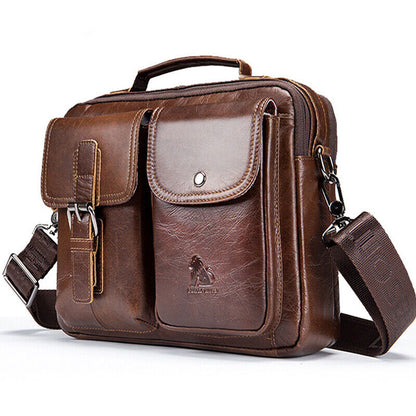 100% Genuine Leather Men's Handbag 11" Crossbody Shoulder Bag Business Messenger
