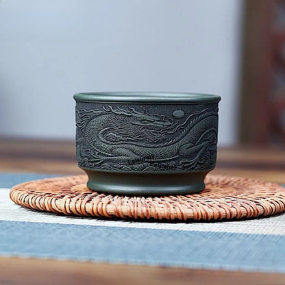 200ml Yixing Purple Clay Handcarved Dragon Tea Bowl Tea-tasting Cup Master Cup