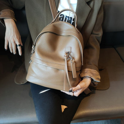 School Book Bag All-match Real Leather Backpack Cowhide Shoulder Bag 27*13*28 CM