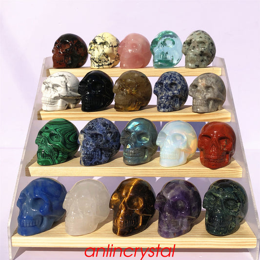 Top! wholesale Natural skull quartz crystal skull carved reiki healing 2''