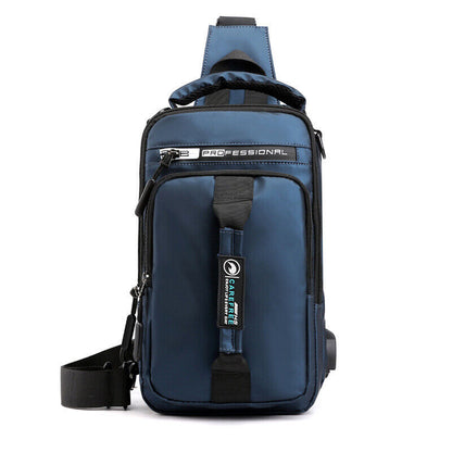 Men's Crossbody Shoulder Chest Sling Backpack Bag Messenger Anti-Theft USB Port