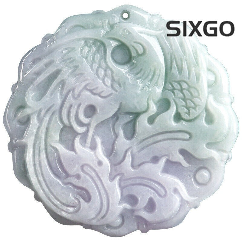 Real Grade A 100% Natural Lavender Jade Jadeite Women Circle Phoenix Pendant