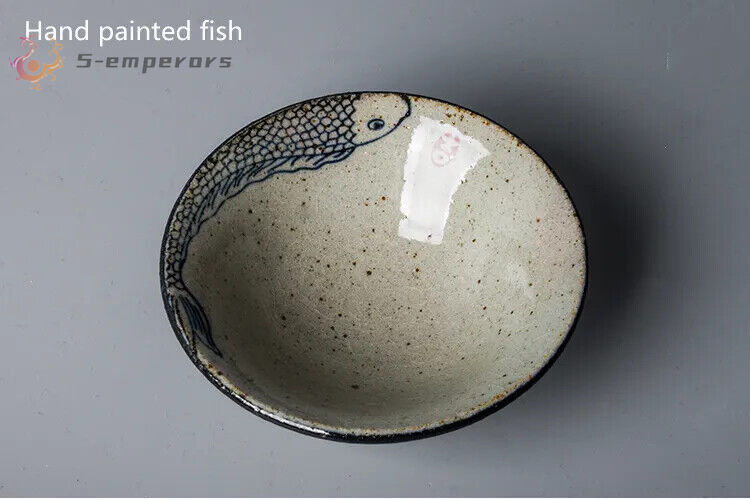 70ml Chinese Vintage Hand Painted Fish Pottery Cups Tea Cup Set Teaware Hat