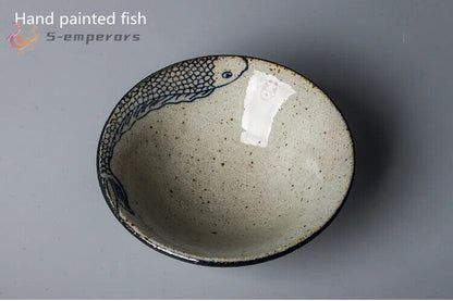 70ml Chinese Vintage Hand Painted Fish Pottery Cups Tea Cup Set Teaware Hat