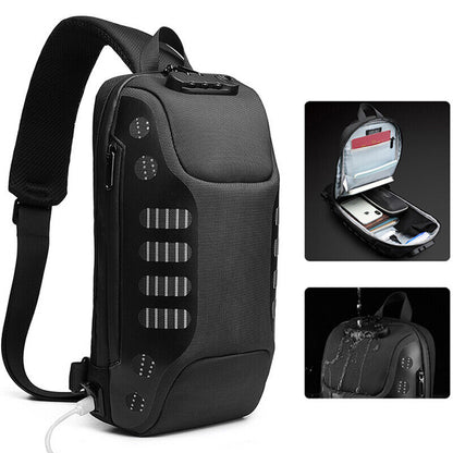 Men's Sling Backpack Oxford cloth Waterproof&Anti-theft Crossbody Sport Bags USB