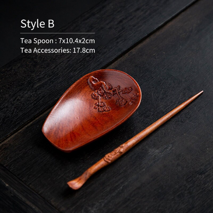 Walnut Wood Tea Spoon Handmade Plum Blossom Tea Scoop Tea Accessories