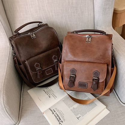 Women Backpack Vintage Synthetic Leather Travel Bag Retro Student Bag 26*15*32CM