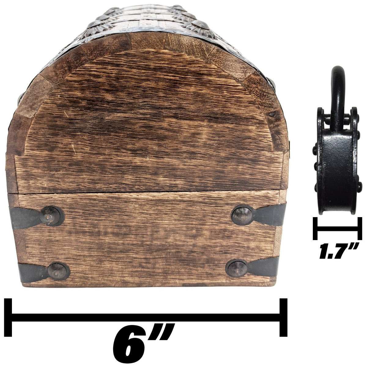 2 Pack Pirate Treasure Chest Wooden Nautical Jewelry Box + Functional Lock/Keys