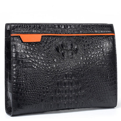 100% Real Crocodile Skin Leather Mens Business Clutch Wallet Zipper Envelope Bag