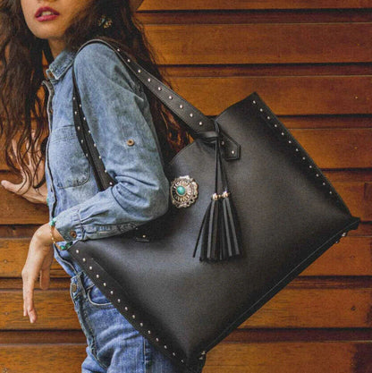 2x Celela Concho Fringe Studs Women Tote Shoulder Handbag Purse Bag W/ Wallet