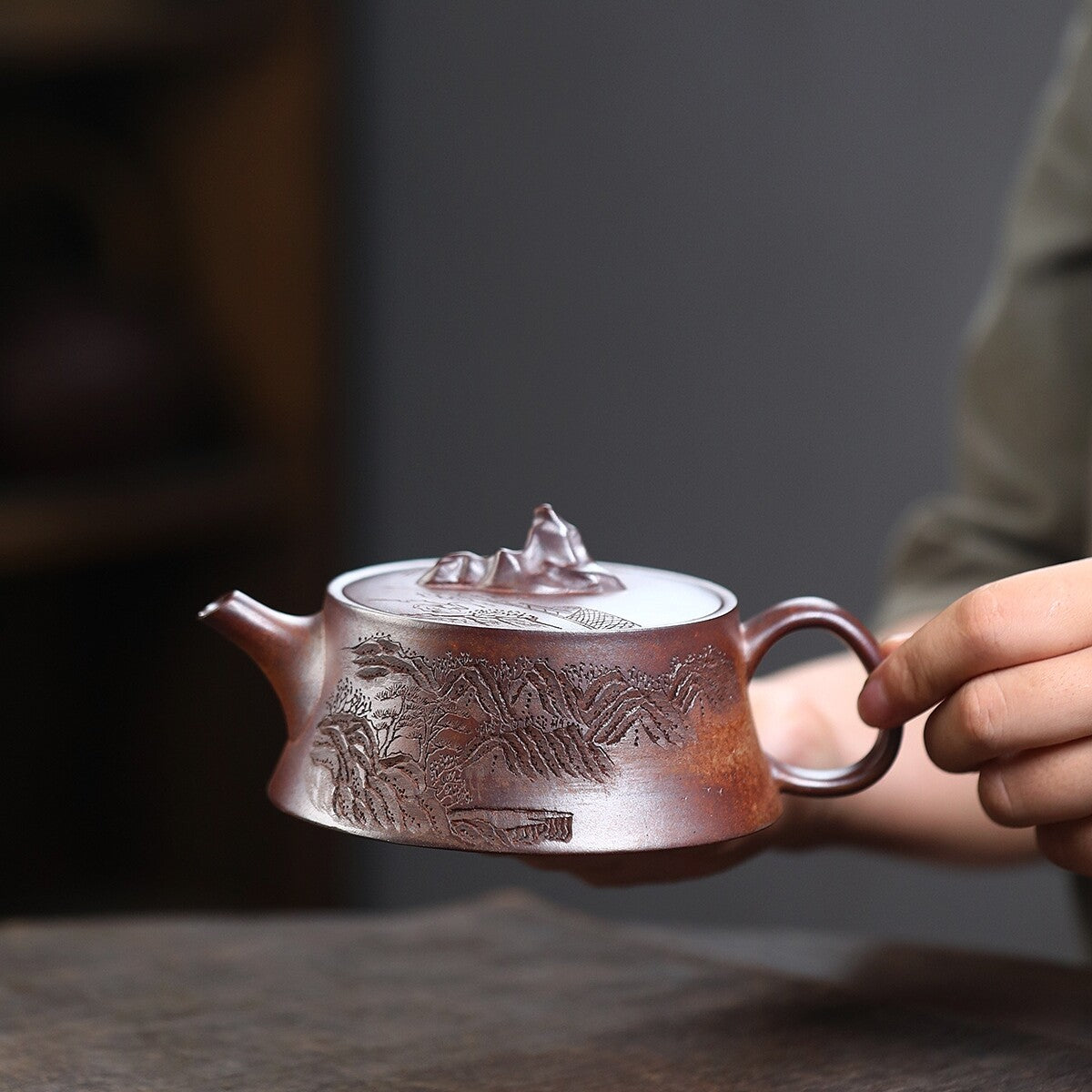 Handmade Carved Tea Pot China Chaoshao Master Pot 10 Infuser Holes Chinese Pot