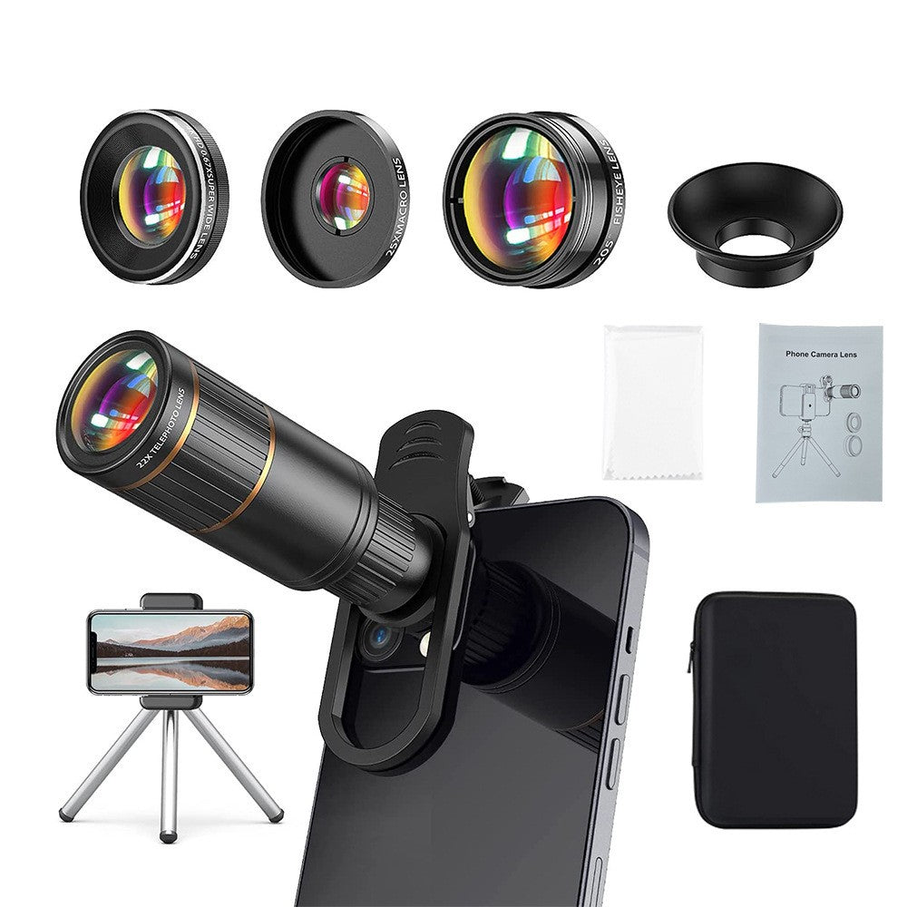 High definition 4-in-1 mobile phone lens set telephoto wide angle macro fisheye