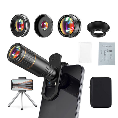 High definition 4-in-1 mobile phone lens set telephoto wide angle macro fisheye