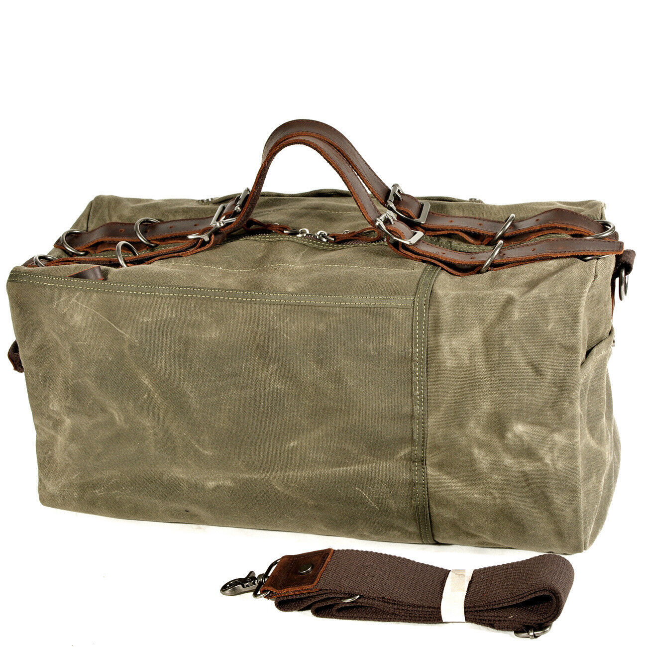 Vintage Water Resistant Wax Canvas Duffel Travel Overnight Weekend Gym Carry Bag