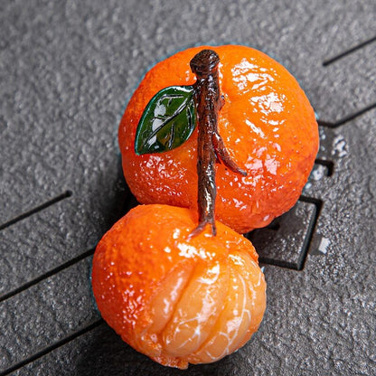Chinese Resin Color Changing Tea Pet Lucky Orange Model Tea Figurine Ornament