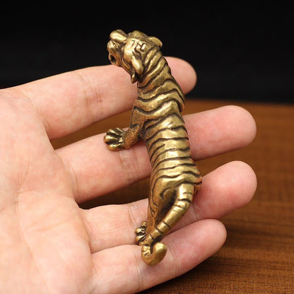 Solid Brass Tiger Figurine Statue Decor Ornament (Large Size)