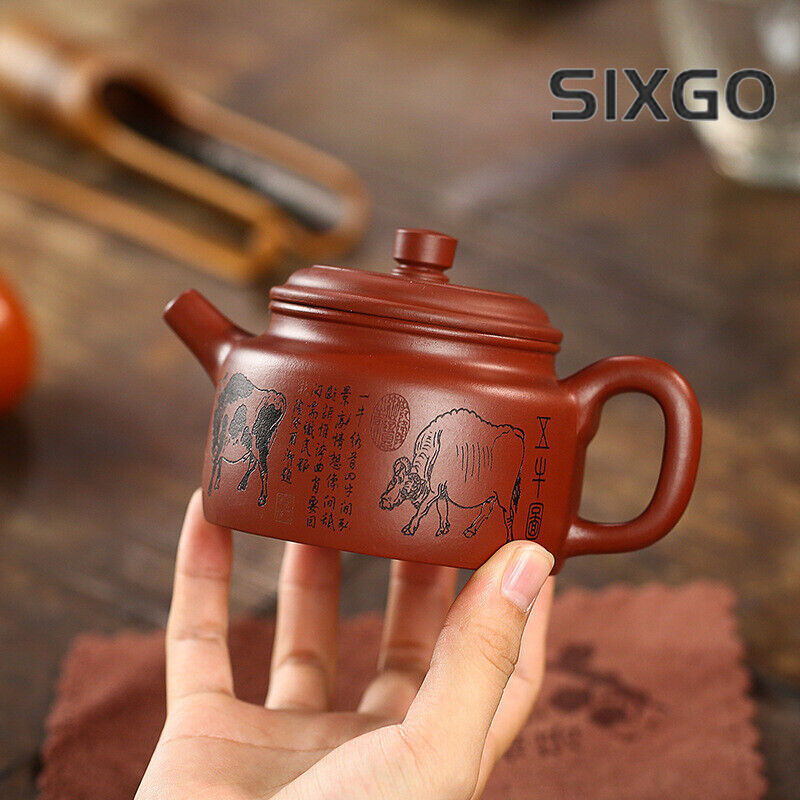 5.1" Chinese Yixing Zisha Pottery Clovershrub Clay 230ML 7 Hole Five Ox Teapot