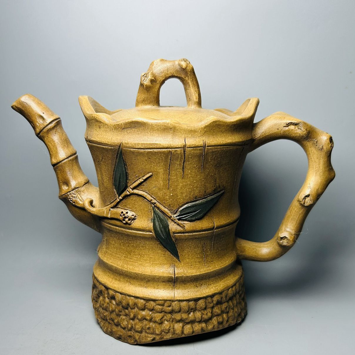 Vintage Chinese Yixing Purple Clay Teapot Zisha Ceremony Ceramic Bamboo Teaware