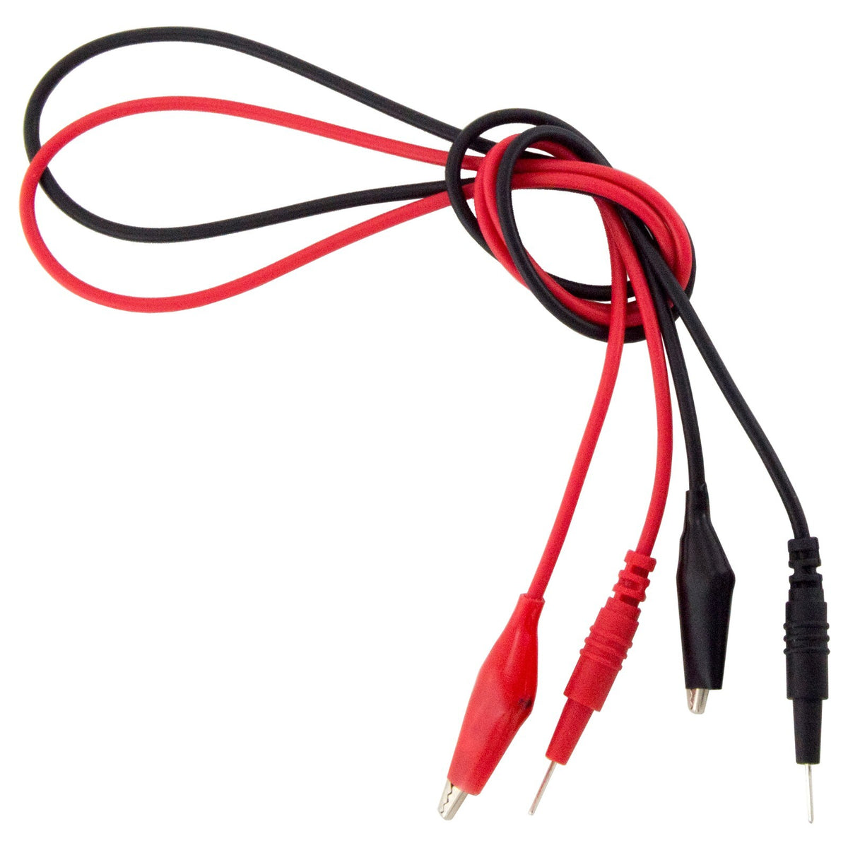 24" Alligator Clip to Breadboard Pin Lead Set, Includes 1 Red and 1 Black Cable