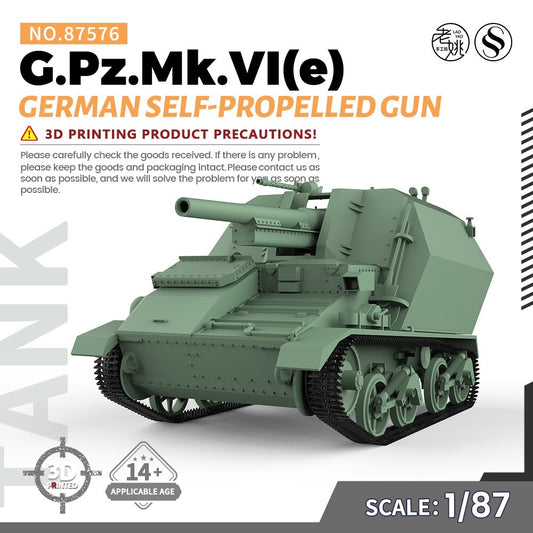 SSMODEL 1/87 HO Scale Military Model Kit German G.Pz.Mk.VI(e) Self-Propelled Gun