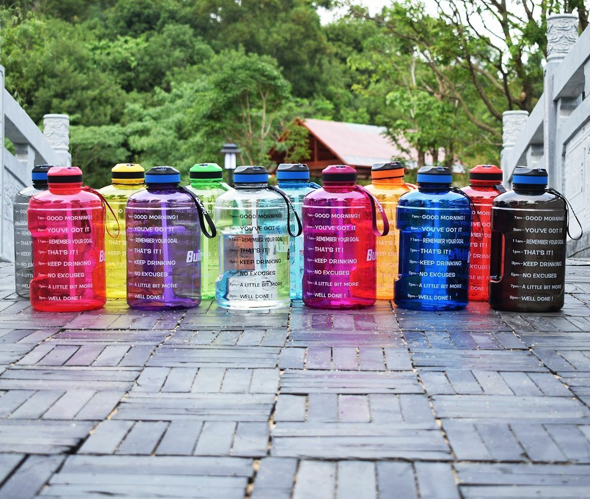 Water Bottle 1 Gallon Straw Clear Plastic Drinking Bottles Big GYM Jug Cup BPA