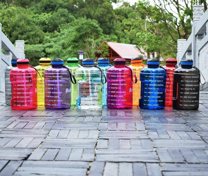 Water Bottle 1 Gallon Straw Clear Plastic Drinking Bottles Big GYM Jug Cup BPA