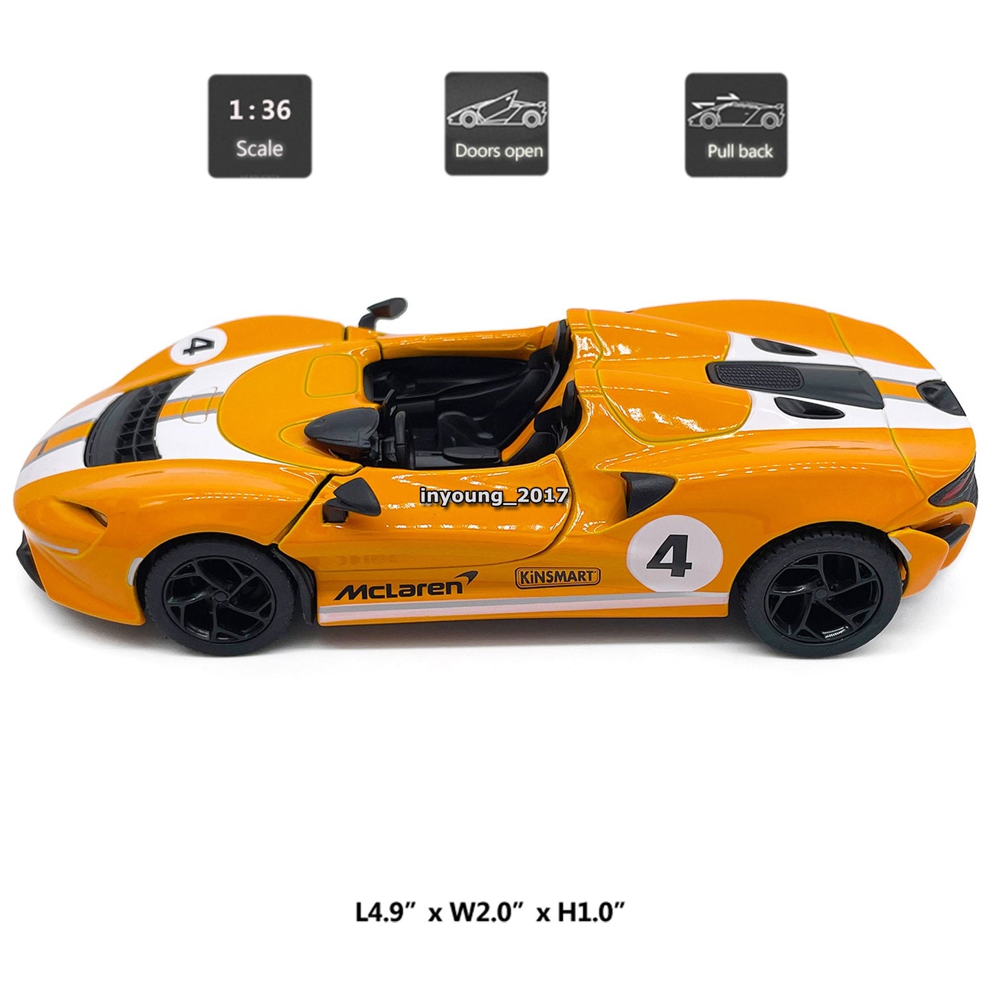 1/36 McLaren Elva Model Car Diecast Toy Vehicle Toys for Boys Kids Gifts Orange