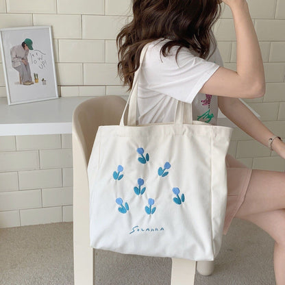 Cartoon Shoulder Bag Canvas Large Shopper Bag Fashion Casual Book Pouch 30*13*34