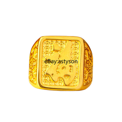 Men's Attracting Good Luck Fortune 24K Gilding YELLOW GOLD Plated Ring