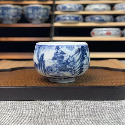 chinese jingdezhen porcelain blue and white tea cup:鬼谷子