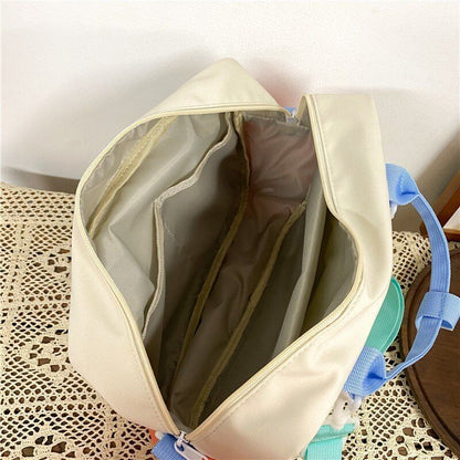Contrast Colors Backpack Waterproof Nylon Buckle Small Traveling Bag 31*11*27 CM
