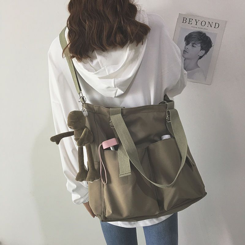 Waterproof Large Capacity Canvas Girl Shoulder Hand Bucket Bag Basket Crossbody