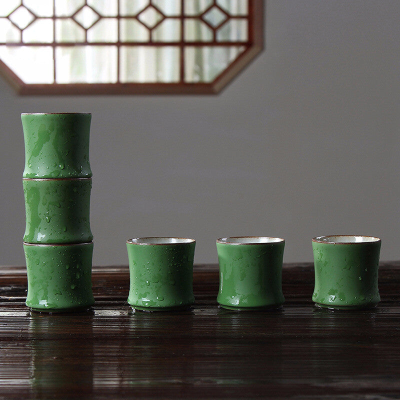 Bamboo Green Ceramic Teacup Bamboo Green Glazed Master Cup Home Tea Mug