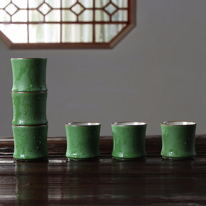 Bamboo Green Ceramic Teacup Bamboo Green Glazed Master Cup Home Tea Mug