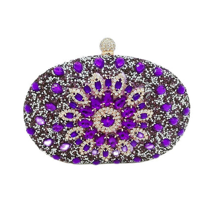 Wedding Silver Floral Crystal Clutch Bag Wallet Purse Handbags Nylon Hasp Women
