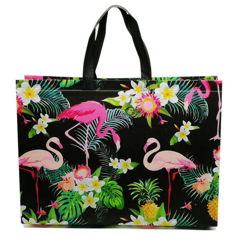Reusable Shopping Bag Pouch Travel Flamingo Printed Non-woven Fabric Folding Bag
