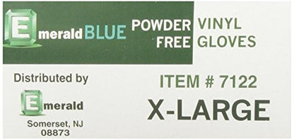 Emerald Shannon 100 Count X-Large Powder-Free Vinyl Gloves, 4 Mil, Blue