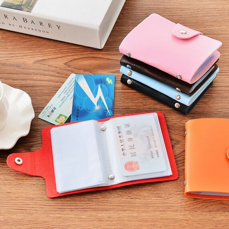 Credit Card Holder Men Women Cards Bag PU Leather Buckle Business ID Card Holder