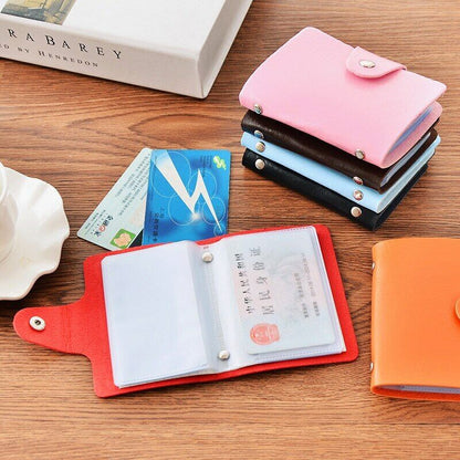 Credit Card Holder Men Women Cards Bag PU Leather Buckle Business ID Card Holder