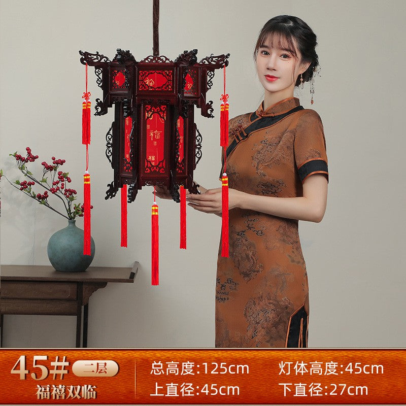 Palace Lantern Carved Wooden Chinese Lantern Balcony Red Outdoor Decoracion