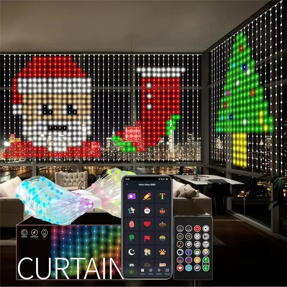 800 LED RGB Curtain Lights with Music,App Controls and Remote for Wedding/Christ