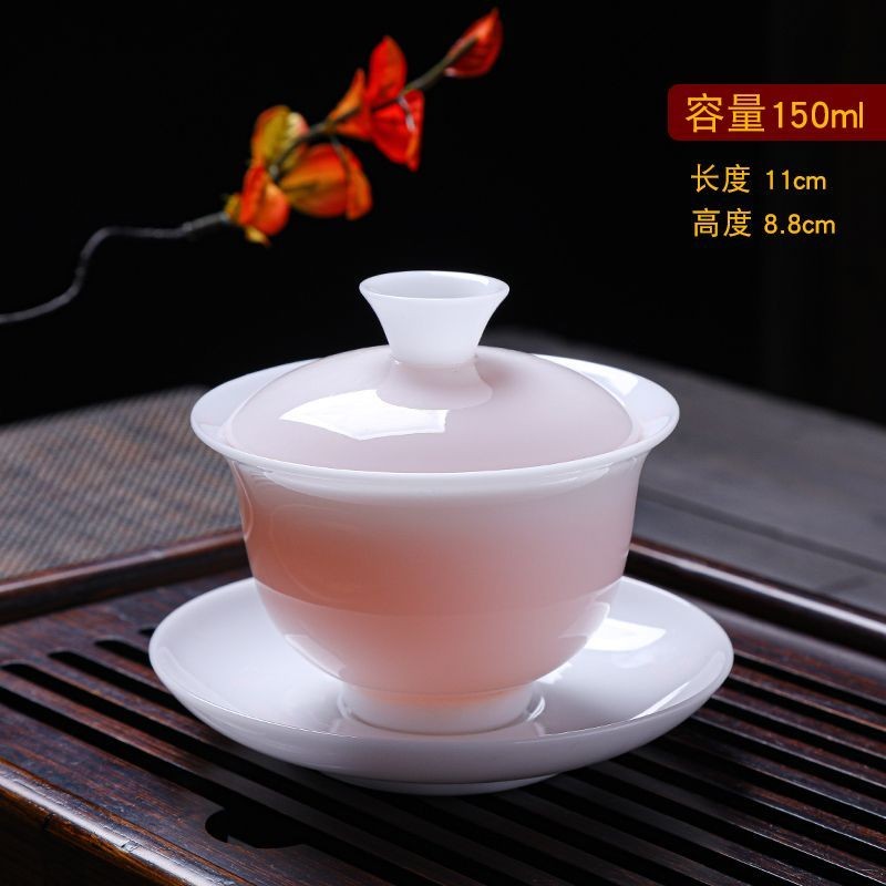 Ice Jade Porcelain Tea Set Ultra Thin Tire Gaiwan White Porcelain Tea Infuser