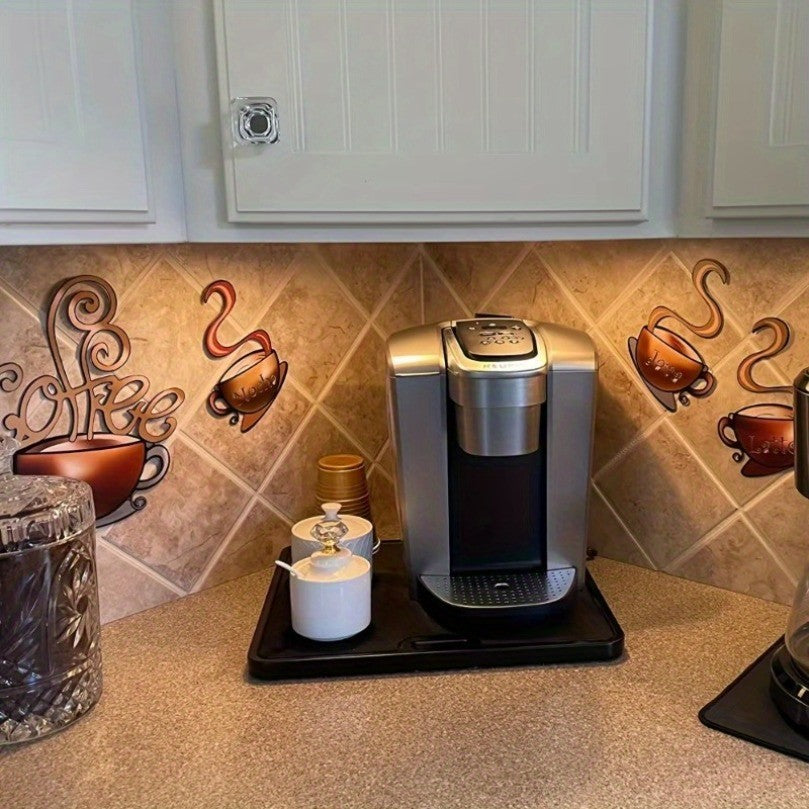 Americana Metal Coffee Mug Wall Art Set 4Pc Adhesive Kitchen Decor Reusable